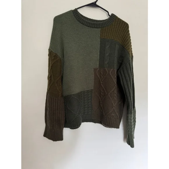 Women's Abel Green Brown Patchwork Sweater Size M - Picture 2 of 12